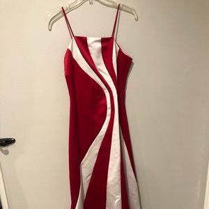 Medium Red and White Long Prom/Formal Dress